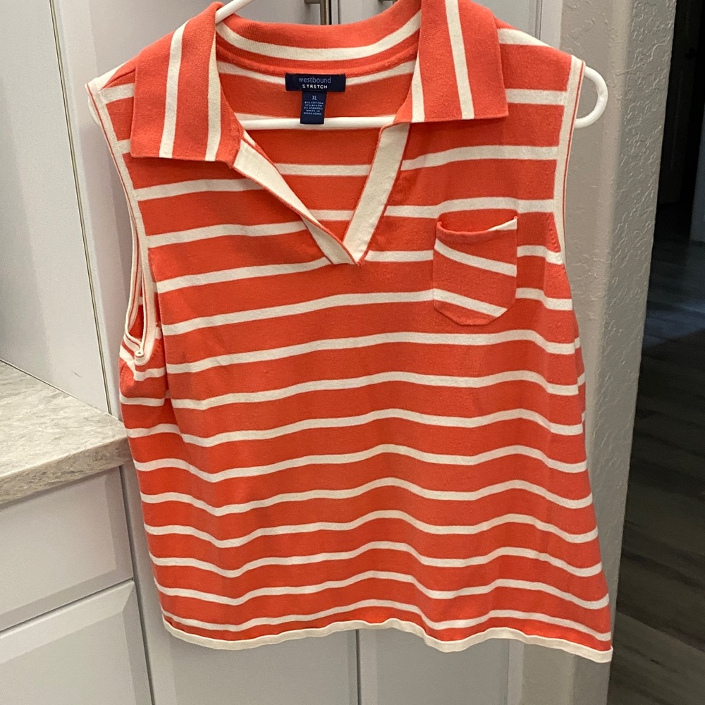 Westbound Orange and White Striped Top